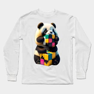 Panda Playing Rubik 2 Long Sleeve T-Shirt